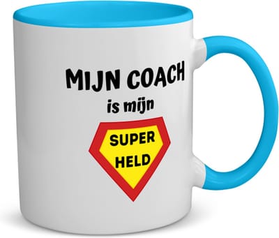 Akyol - mijn coach is mijn superheld koffiemok - theemok - blauw - Coach - super coach - sport - verjaardag - cadeautje voor coach - coach artikelen - kado - geschenk - 350 ML inhoud