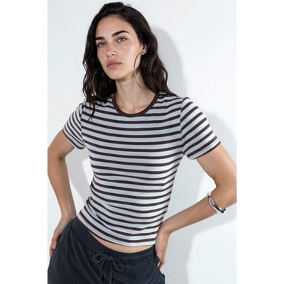Gestreepte Ronde Hals T-Shirt