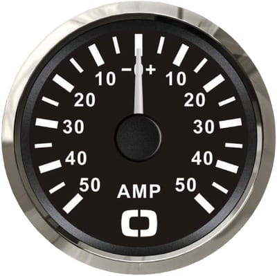 Osculati 12/24V zwarte Ampèremeter met Shunt 50A Ø51mm gatmaat | 27.321.23
