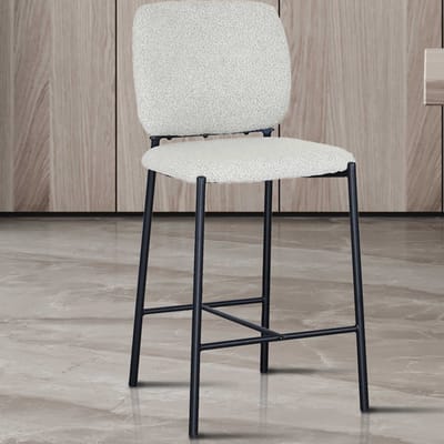 Barstoel Sophia | 45 X 56 X 99 Cm | Beige - Rousseau - Barstoel - Wit - Stof; Metaal - Set Van 2