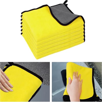 Schoonmaakdoeken - poetsdoeken - microvezel - 6-pack - superabsorberende doeken - geschikt voor het schoonmaken van huis, keuken en ramen - 30 x 40 cm - geel