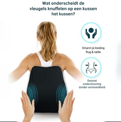 TIM® Travel Ease Ergonomisch Rugkussen Onderrug - Voor Auto, Bureaustoel, Bank en Bed - Rugsteun - Lendensteun - Lendekussen - Thuiswerken – Extra Comfort - Zwart - 43cm x 40cm x 11cm