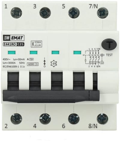 EMAT aardlekautomaat C25 30mA type A 4P (85006505)