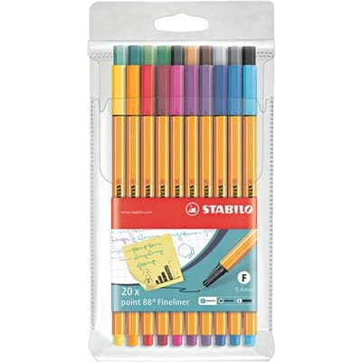 STABILO Point 88 - Premium Fineliner 0,4 mm - Etui Met 20 Verschillende Kleuren