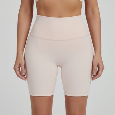 Dames zomer yogashort-hoog taille-elastisch-heupvormend-huidvriendelijk fitnesskleding——Vleesroze, S