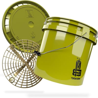 Autowas Emmer - Wasemmer Set - Auto Grondig Wassen - Met Grit Guard Inzet - 13 Liter - Kaki Goud