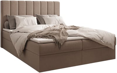 Boxspring Bed 01 - Bed - Comfortabel topmatras - Met hoofdeindeTot 300KG - Opbergruimte - 140x200 - Trinity 5 - Cappuccino