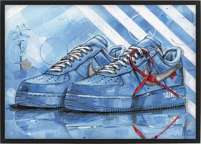 Sneaker print University blue 43x30,6 cm (A3) *ingelijst & gesigneerd