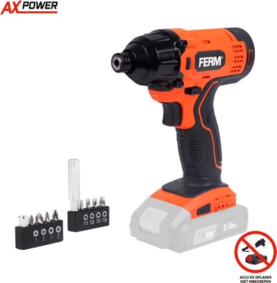 FERM - AX-POWER - CDM1165 - Accu Slagschroevendraaier - 20V - Zonder accu en zonder lader - Geschikt voor FX-Power en AX-Power range - Draadloze slagschroevendraaier - Impact driver - FX -Orange