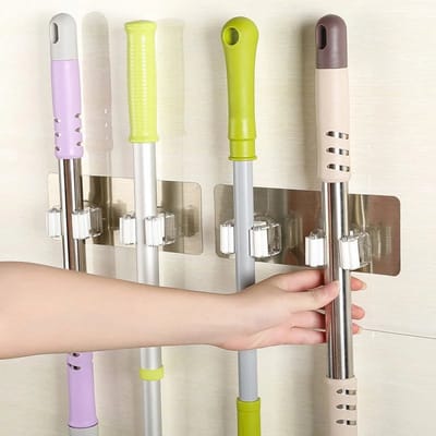 Haken Wall Mounted Mop Organizer - Houder Rackbrush Bezem Hanger Haak Keuken Badkamer 2 Stuks