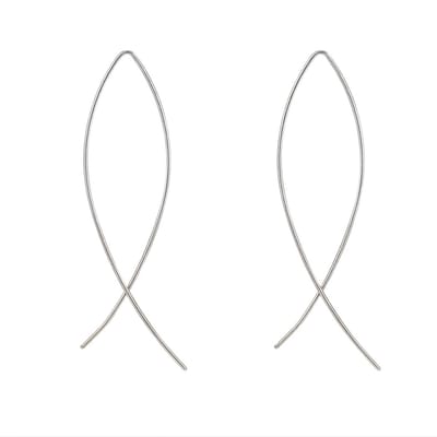 Zilverkleurige oorbellen dames doortrek oorbellen minimalistisch draad design lange lijn oorbellen open vorm geometrische oorbellen cross line oorbellen moderne oorbellen voor dagelijks gebruik en feestelijke gelegenheden