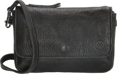 Hide & Stitches Paint Rock Crossbody Schoudertas - 100% Leder - Met flap - Leren Dames Tas - Zwart