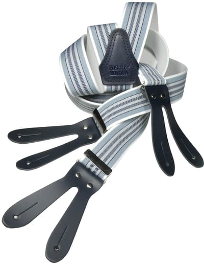 Pierre Mouton - Bretel - Volwassenen - Fecamp met Leertjes - Lichtblauw - 120cm - 35mm - M - L