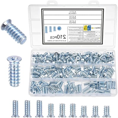 Complete Set van 210 Euro Schroeven voor Meubels - Inclusief Scharnier-, Kruiskop-, Platte en Verzonken Schroeven voor Lades en Kasten M6.3x11mm/13mm/16mm