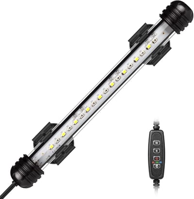 JeiibrZui LED Aquariumlamp - Onderwateraquariumlamp - Automatische Aan/Uit Timer Blauw-Witte Verlichting - 1 Stuk - Voor Aquarium 20-40 Cm