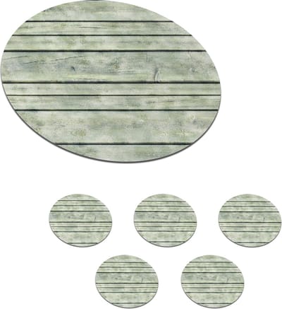Onderzetters voor glazen - Rond - Vintage - Hout - Patronen - Plank - 10x10 cm - Glasonderzetters - 6 stuks