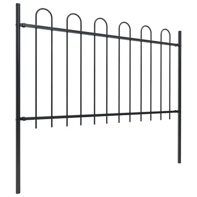 vidaXL - Tuinhek - met - ringtop - staal - 1506x100 - cm - zwart