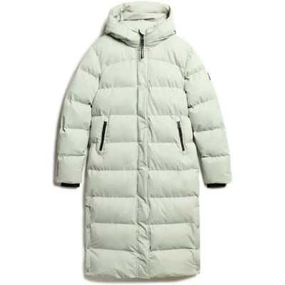 Superdry Lange Pufferjas van Microvezel Lichtgrijs Grootte: 44