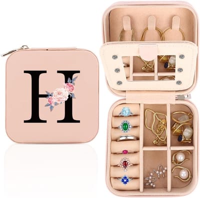 Reisjuwelendoos voor Vrouwen, Gepersonaliseerde Juwelenopberger met Spiegel, Compacte Juwelenorganizer en Cadeau voor Verjaardag en Speciale Gelegenheden