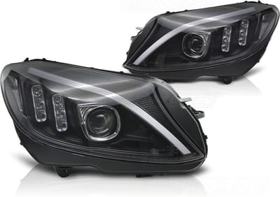 Koplampen - voor Mercedes W205 2014-2018 - TUBE LED - zwart