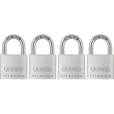 Abus Hangslotset Met Sleutel Titalium Tkti23/30 - Aluminium Voor Kluisje - Behuizing 30mm - Set Van 4 Stuks