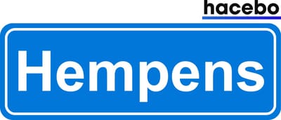 Hacebo - Plaatsnaam Sticker - 29x10 CM - Hempens sticker - Verkeersborden sticker - grappige cadeaus - Hempens