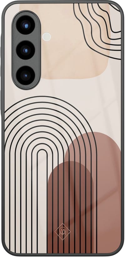 Casimoda® hoesje - Geschikt voor Samsung Galaxy A57 - Warm Curves - Luxe Hard Case Zwart - Backcover telefoonhoesje - Bruin/beige