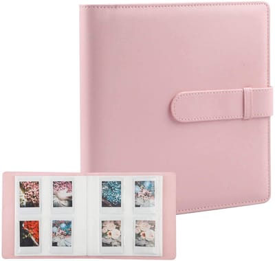 Ynkkvre - Fotoalbum 360° - 128 Vakjes - Roze - PU-Omslag - tas voor 3 inch instant foto's