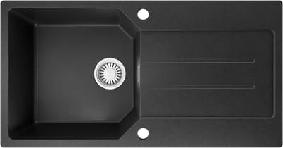 Anycee max Granieten Spoelbak 86x45CM - Spoelbakken Keuken Zwart - Spoelbak Met Planchet en Afdruiprek - Spoelbakken Incl. Sifon en Afvoerzeefje