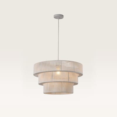 Lusenz - Katoenen hanglamp eettafel - wit - 3-laags - Gevlochten katoen - E27 Fitting - Dimbaar - Hoogte verstelbaar - Voor woonkamer, gang, slaapkamer, zolder en hal - Plafondlamp - Klassiek, Moderne lamp - Japandi