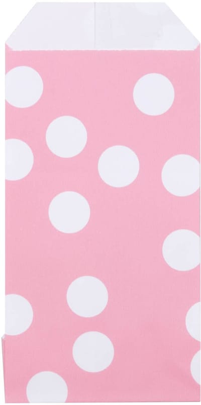 200x Papieren Zakjes Dots Roze 7x13cm