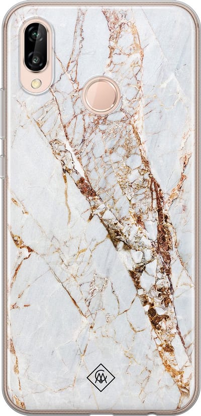 Casimoda® hoesje - Geschikt voor Huawei P20 Lite (2018) - Marmer Goud - Siliconen/TPU - Soft Case - Goudkleurig - Marmer