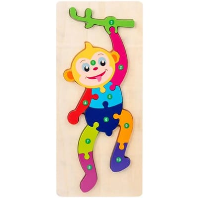 Montessori Houten Peuterpuzzels voor Kinderen Montessori Speelgoed voor Peuters 2 3 4 5 Jaar Oud Top 3D Puzzel Educatief Dinosaurus Speelgoed beige