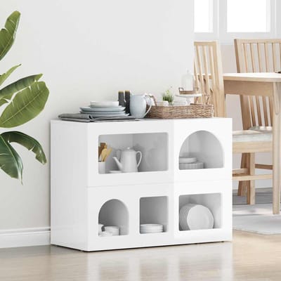 vidaXL - Dressoir - ELST - Hoogglans - wit - 80.5 - x - 35 - x - 59 - cm - Bewerkt - hout