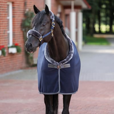 Bucas Fleecedeken Bucas Show-line 600gr Donkerblauw-grijs - 145/198
