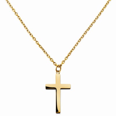 New Classics | 2 mm goudkleurige roestvrijstalen ketting met kruishanger