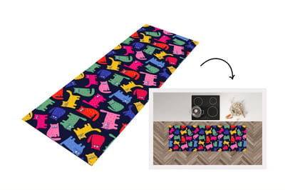 Keukenloper - Loper keuken - Patronen - Kat - Regenboog - 150x50 cm - Keukenloper vinyl