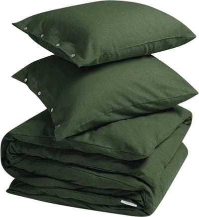 Yumeko dekbedovertrek flanel mosgroen 200x220 + 2/60x70 - Biologisch & ecologisch