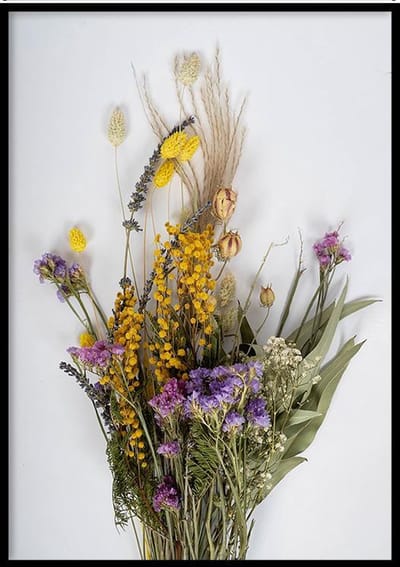 Poster Droogboeket - 30x40 cm Met Fotolijst - Poster Droogbloemen - Ingelijst - WALLLL