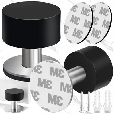 Duurzame RVS Deurstoppers Set van 2, Zware Deurhandgreep Buffer en Wandbeschermer, Geluidsarme Deurbuffer 1.57 x 1.65 Inch voor Dubbele Deuren