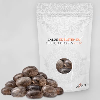 Bixorp Zak met Trommelstenen Rookkwarts - 200g - 100% Natuurlijke Rookkwarts Trommelsteen uit 000 - Edelsteen Knuffelsteen