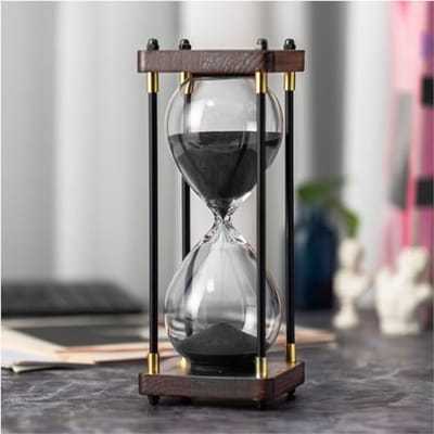 Decoratieve Zandloper Timer 60 Minuten met Metalen en Houten Frame