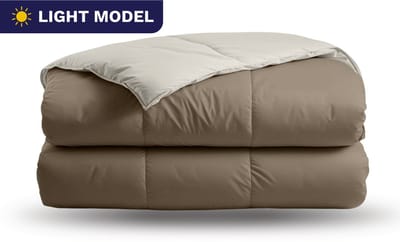 Zelesta Deluxe Duo Light - Taupe & Cream 200x200 - Zomerdekbed zonder overtrek - Katoenen dekbed - Dekbed met vaste hoes - Hoesloos dekbed