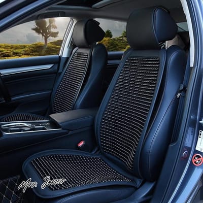 Mrs. Jones Autostoelhoes met massage 1 stuk coole ademende autostoelhoezen stoelkussen autovoorstoelen houten kralen universeel massagekussen voor auto kantoor zwart .
