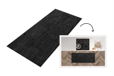 Keukenloper - Loper keuken - Stenen - Zwart - Baksteen - 120x50 cm - Keukenloper vinyl