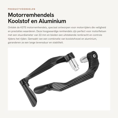 Dailygoods- Remhendels Hoogwaardige Koolstof - Remhendel Motorfiets - Remhendel Stuur - Roestvrij - Waterdicht - Eenvoudig te Installeren - Motorhendels
