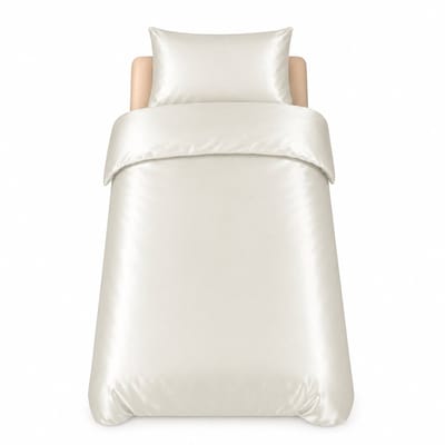 Decoware Dekbedovertrek Glans Satijn 140x220 cm - Off White - Met Kussensloop - Eenpersoons - Hotelervaring