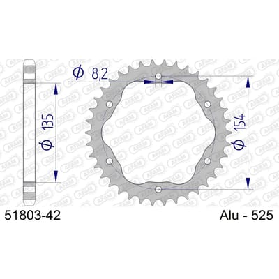 Aluminium tandwiel achter Afam 525 42 dents