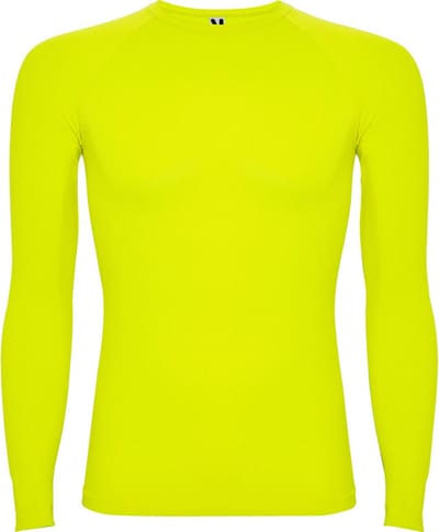 2 Fluor GeelGroen thermisch sportshirt met raglanmouwen naadloos model Prime maat XL-XXL