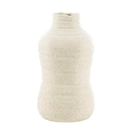 HomeBound by KY | Aardewerk vaas curve beige | bloemenvaas | 14,5x14,5x26cm